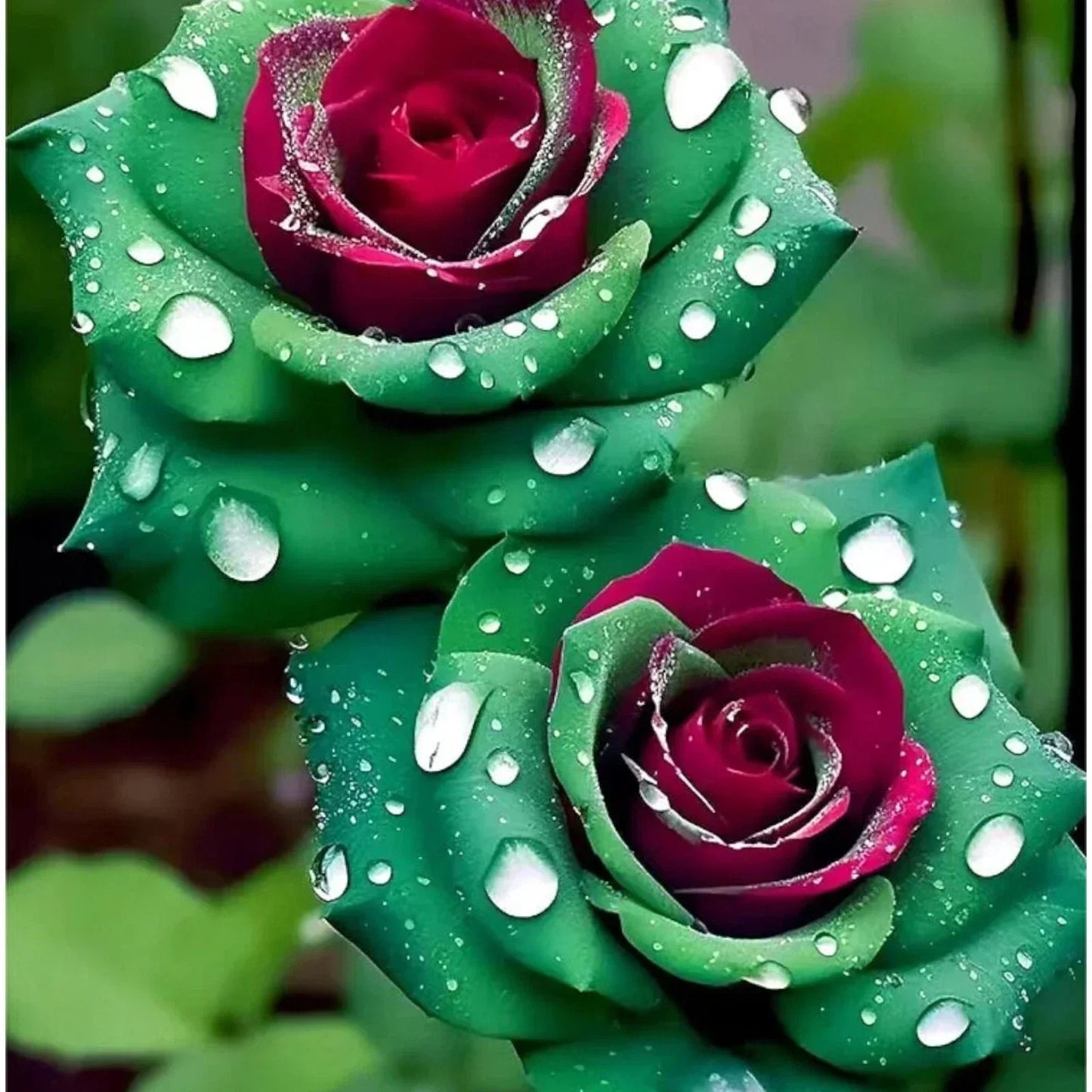 20pcs Ruby Green Twin Roses Seeds - Vibrant Bicolor Rosa hybrida for Garden