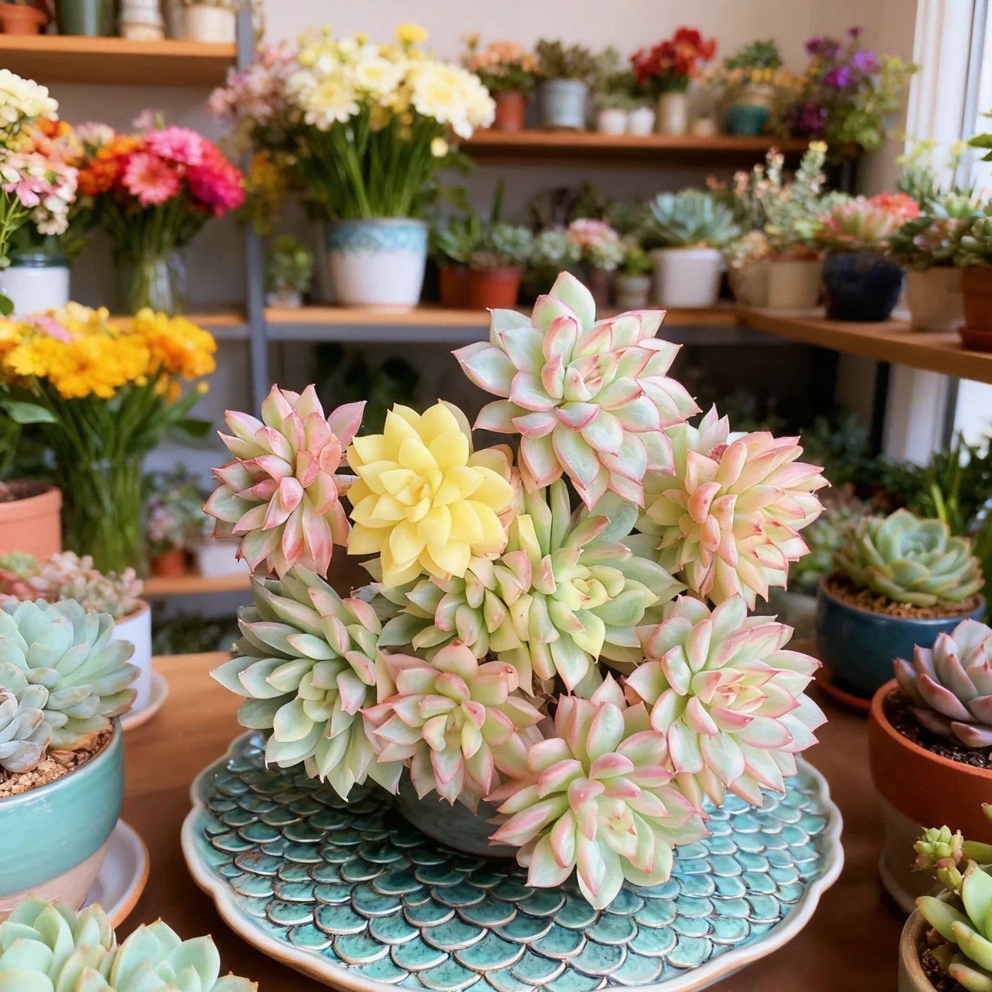 Echeveria Mebina Variegata Succulent Plant - Rare Variegated Hybrid, Easy Care, Bare Root, Rosette, Indoor Plant