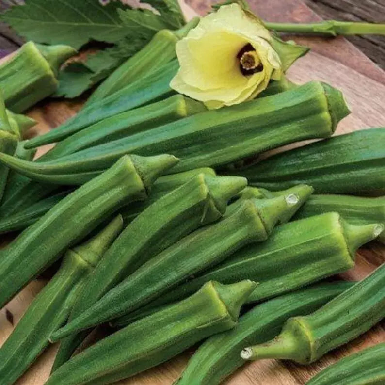 Emerald Okra Seeds – Heirloom Non-GMO Abelmoschus esculentus – 25+ Fresh Vegetable Seeds for Gardening