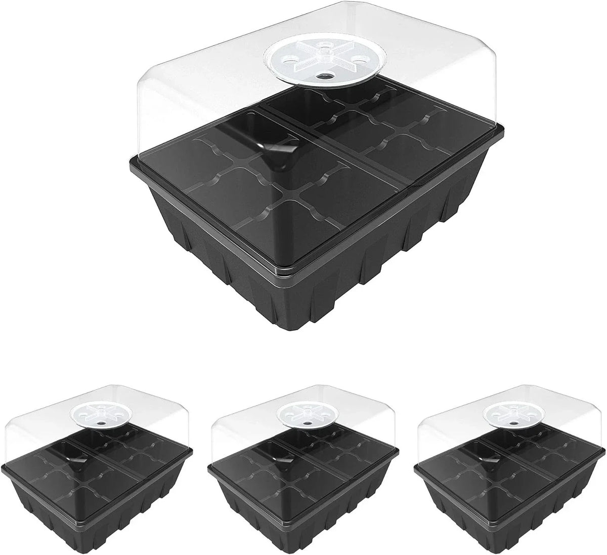 Seed Starting Trays 3-Pack, Germination Trays for Vegetables, Herbs & Flowers, Reusable Plastic, Gardzen