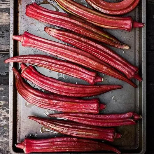 Red Burgundy Okra Seeds - Non-GMO Heirloom Abelmoschus esculentus, 75 Packets for Home Garden, Container & Raised Bed Gardening