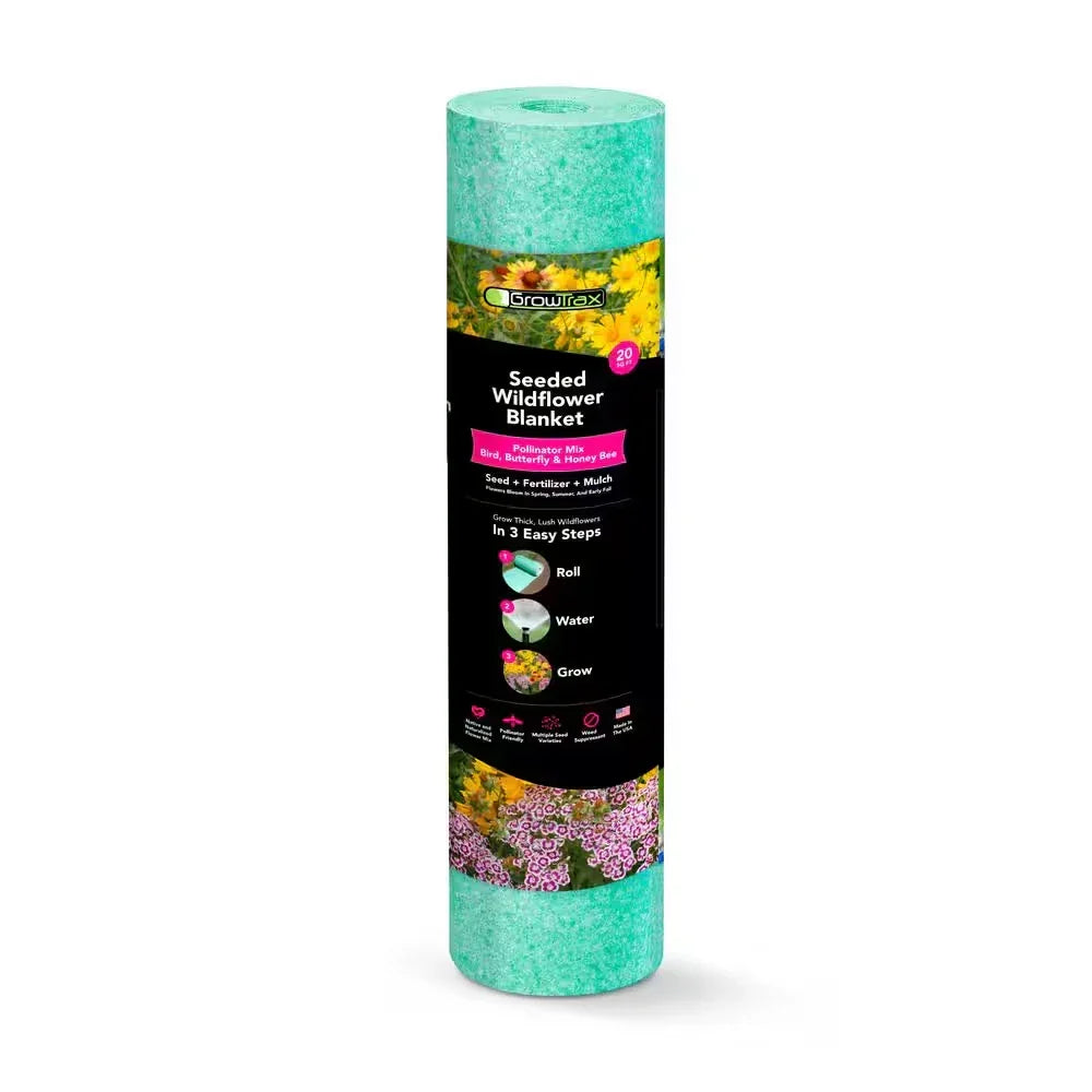 Wildflower Seed Blanket 20 sq ft Pollinator Mix Native Plants for Bees & Butterflies Eco-Friendly