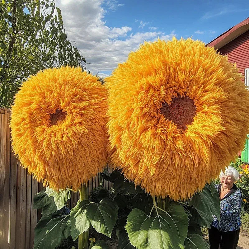 50pcs Giant Teddy Bear Sunflower Seeds - Yellow Double Blooms - Helianthus annuus