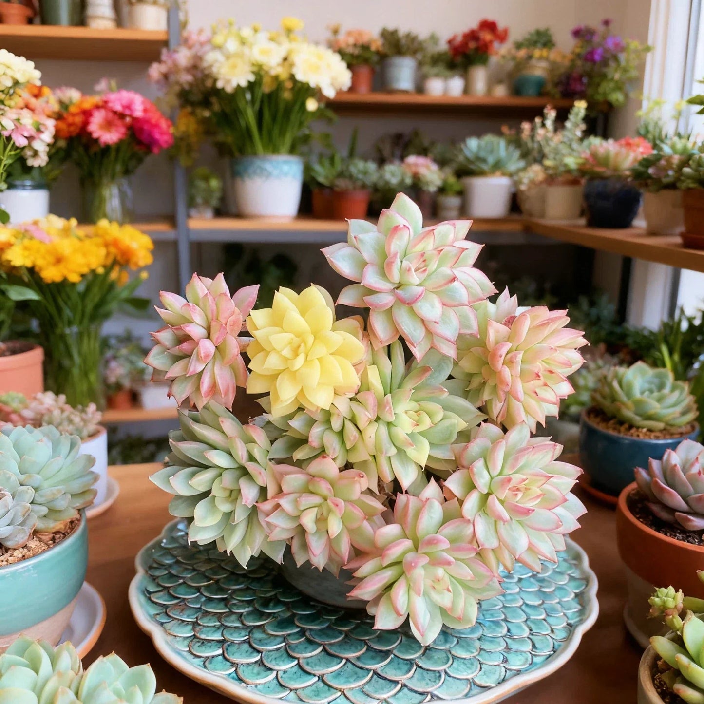 Echeveria Mebina Variegata Succulent Plant - Rare Variegated Bare Root 2-3 Inches, Easy Care, Indoor, Houseplant