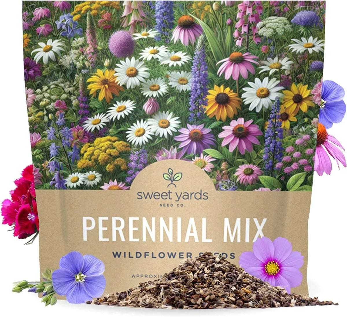 Perennial Wildflower Seeds Mixture - Bulk 1 Ounce Pack - Native Pollinator Wildflowers for Garden - Various Colors & Species