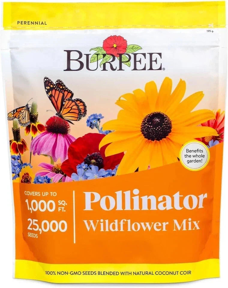 Bulk Wildflower Seeds 25,000 Count Mix for Pollinators, Non-GMO Flower Seeds for Gardens and Meadows