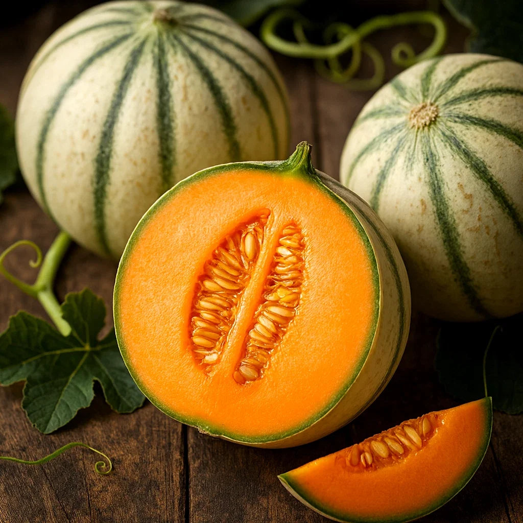 Charentais Melon Seeds - Heirloom Non-GMO Sweet Cantaloupe Cucumis melo Pack of 50+ Seeds