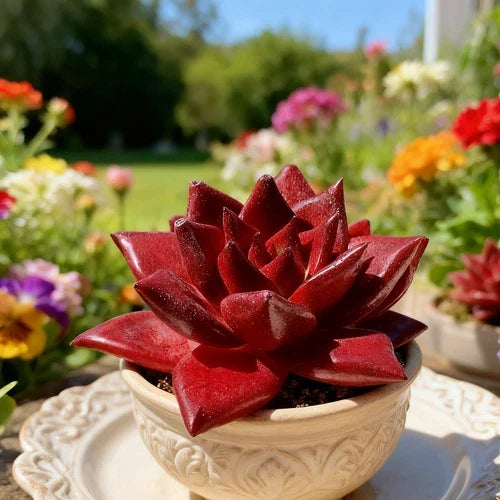 Echeveria Agavoides v. Romeo Rubin Succulent Plant Bare Root Rare Ruby Red Variety Easy Care
