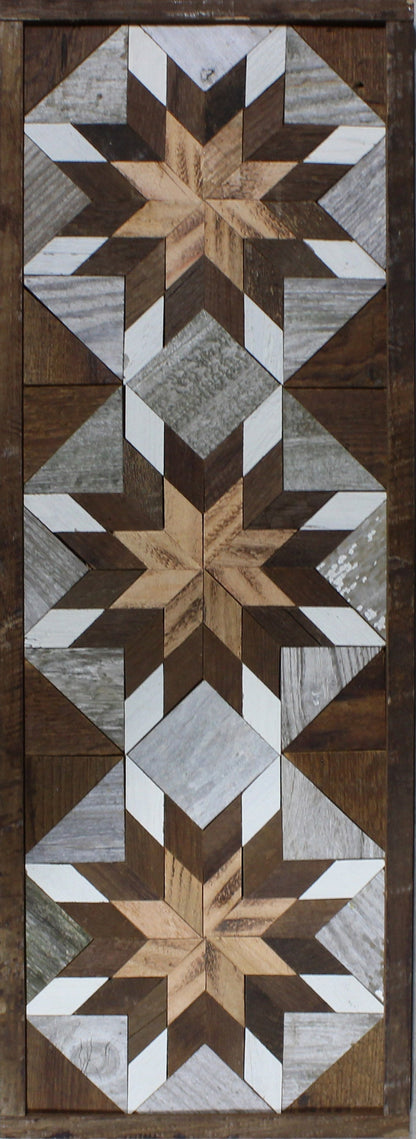 Handmade Amish Barn Quilt Banner Wall Art – 10.5in x 30in Reclaimed Wood Mosaic