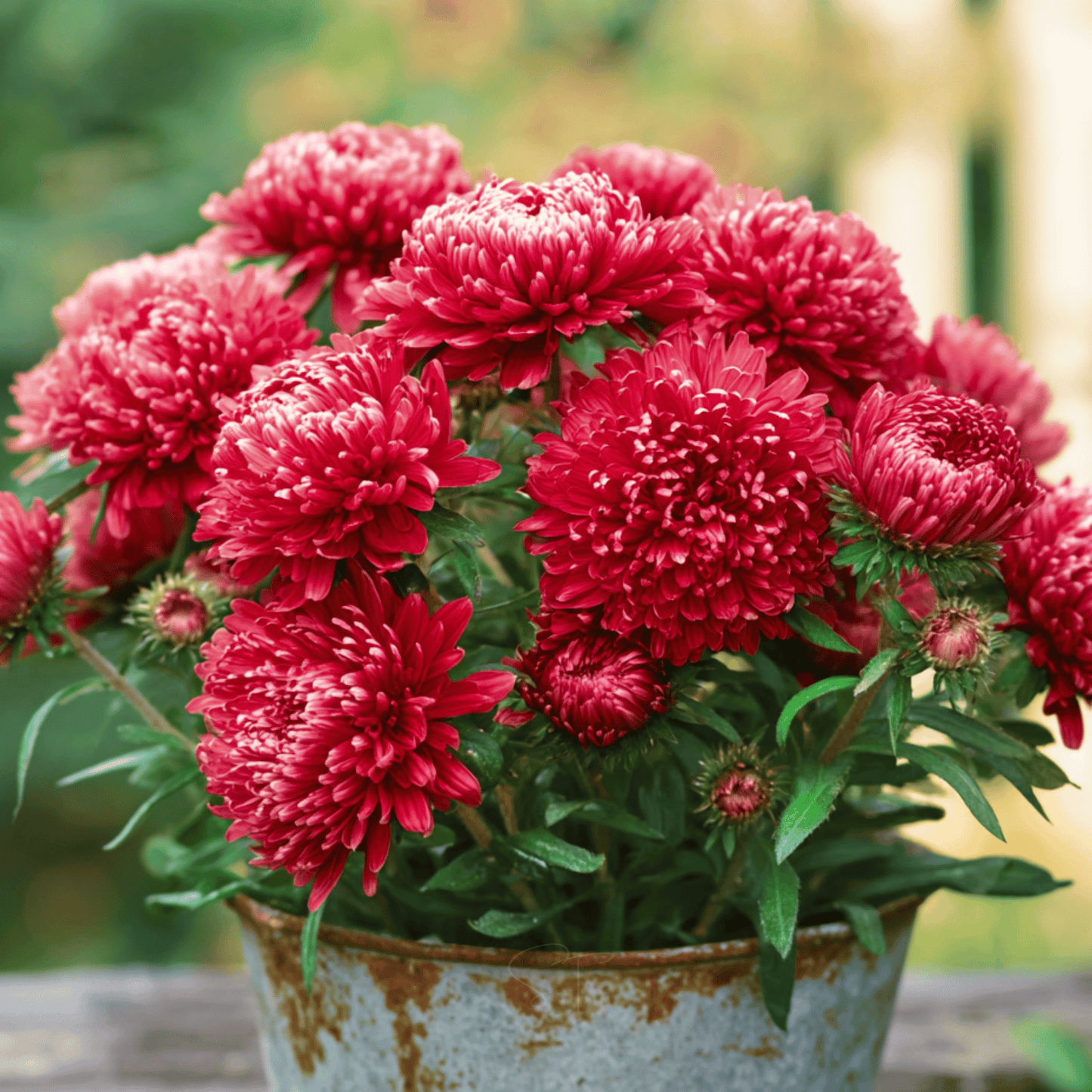 Scarlet Paeony Duchess Aster – 50 Seeds
