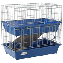 Pawhut 2 Tier Guinea Pig Cage Ferret Cage Chinchilla Cage Small Animal Cage Indoor With Dish And Bottle 2 Doors Deep Bottoms Ramp 28 Blue