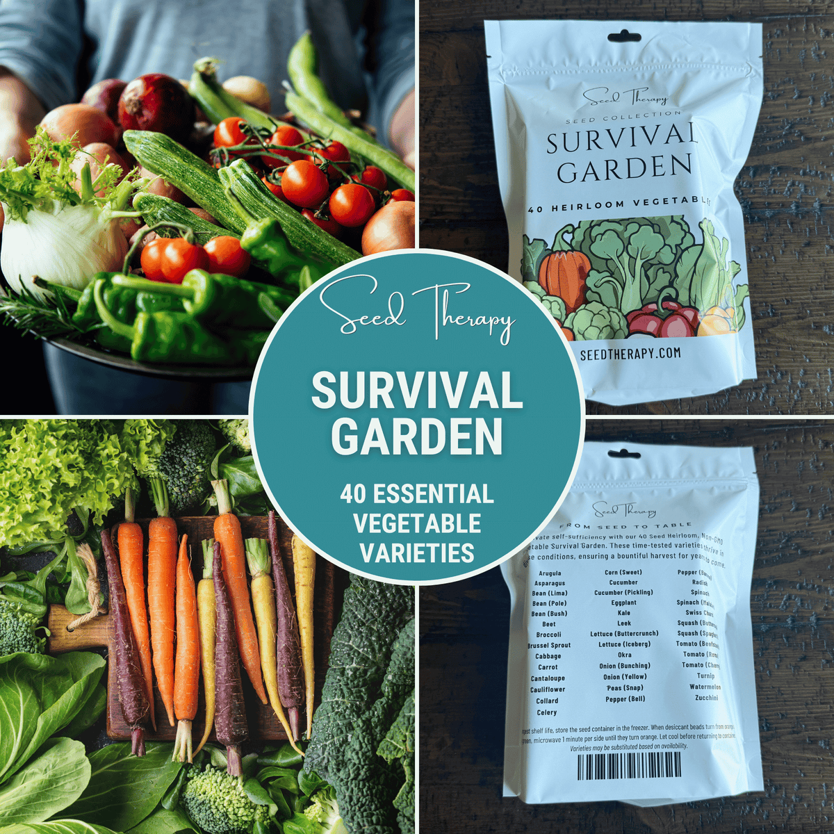 Survival Vegetable Garden Kit – 40 Heirloom Crops with 5,500 Seeds for Self-Sufficient Gardening, Nutritious Homegrown Food, Open-Pollinated Seeds