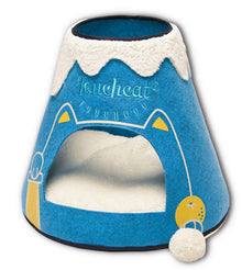 Touchcat ® 'Molten Lava' Triangular Frashion Designer Pet Kitty Cat Bed House Lounge Lounger w/ Hanging Teaser Toy