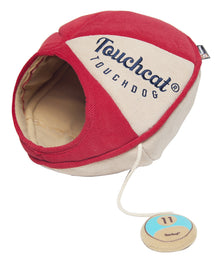 Touchcat ® 'Oval Saucer' Collapsible Walk-Through Kitty Pet Cat Bed House w/ Play Active Teaser Toy