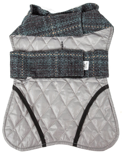 Touchdog ® 2-In-1 Windowpane Plaid Matching Dog Jacket and Reversible Dog Mat