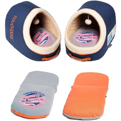 Touchdog ® 'Active-Play' Vintage Emblem Panoramic Cat Bed w/ Teaser Toy