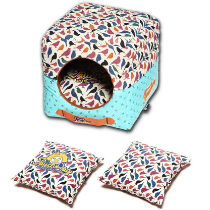 Touchdog ® 'Chirpin-Avery' 2-in-1 Collapsible Squared Dog and Cat Bed