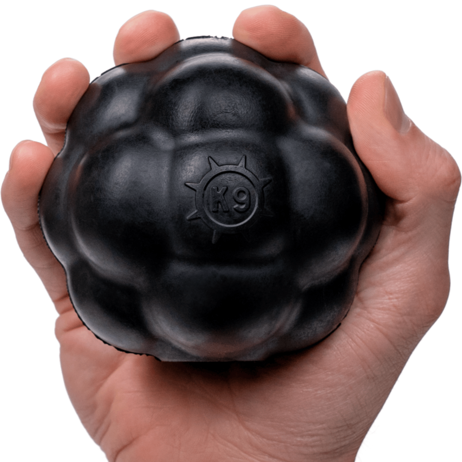 Rumble Ball durable chew toy for medium to large dogs made in USA with natural rubber and lifetime guarantee