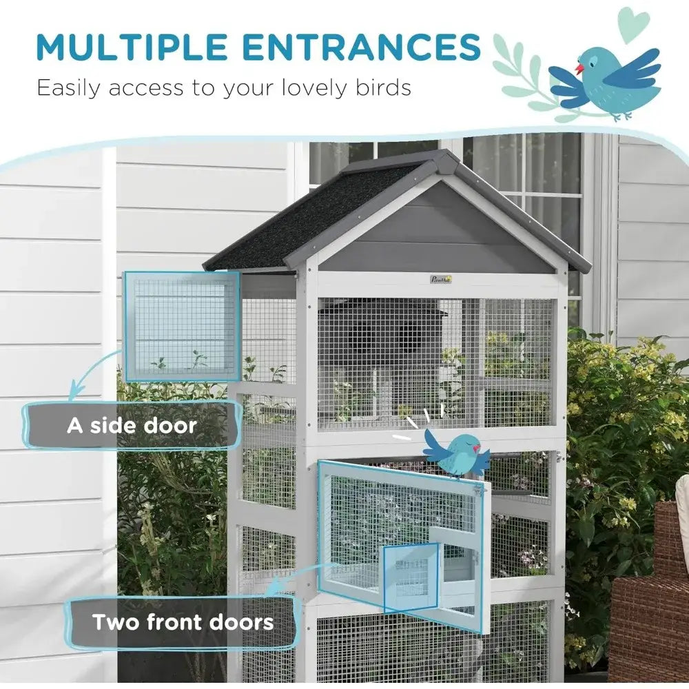 Wooden Outdoor Bird Aviary 67 Inch
