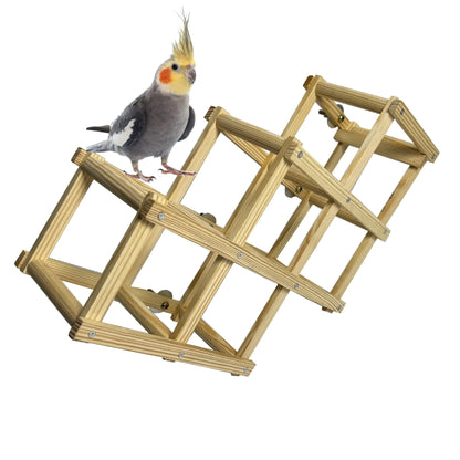 Shuoxpy Natural Wood Bird Perches Stand Bird Toys Playground Bird Toys Bird Cage Accessories Bird Play Gym Playpen For Parakeet Cockatiel Brown L